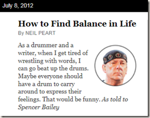 Neil Peart in New York Times Magazine