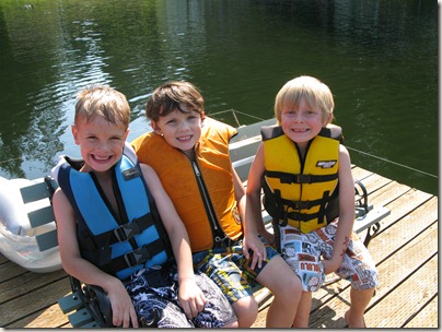 Declan, Drew, and Ansel at Cain lake
