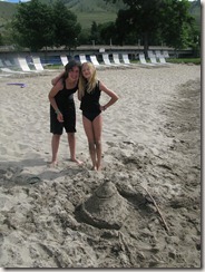 Kelsey and Camille during the sandcastle contest